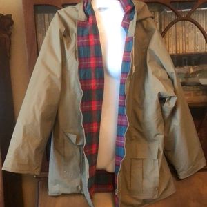 Misty Harbor any weather slicker raincoat L tan plaid